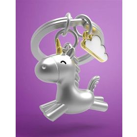 Metalmorphose MTM119-01 Gümüş 3D Uçan Unicorn Anahtarlık