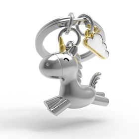 Metalmorphose MTM119-01 Gümüş 3D Uçan Unicorn Anahtarlık