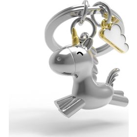 Metalmorphose MTM119-01 Gümüş 3D Uçan Unicorn Anahtarlık