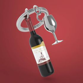 Metalmorphose MTM301-01 Siyah Gümüş Şarap & Kadeh Anahtarlık