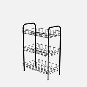 Metaltex 24x58x6 cm Siyah 3 Katlı Metal Sebzelik