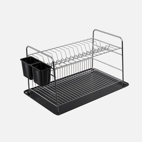 Metaltex 45x30x28 cm Dikdörtgen 2 Katlı Tablalı Krom Bulaşıklık
