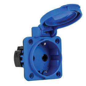 Mete Enerji 404030ST06 1x16A 2P+E 220-240V IP54 Mavi Üst Yan Girişli Contalı Kapaklı Pano Prizi