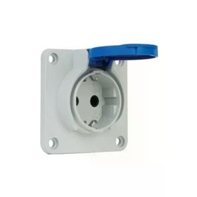 Mete Enerji 40404005 1x16A 2P+E IP54 220-240V Gri Yan Girişli Contalı Kapaklı Makine Prizi
