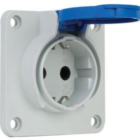 Mete Enerji 40404005 1x16A 2P+E IP54 220-240V Gri Yan Girişli Contalı Kapaklı Makine Prizi