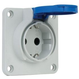 Mete Enerji 40404005 1x16A 2P+E IP54 220-240V Gri Yan Girişli Contalı Kapaklı Makine Prizi