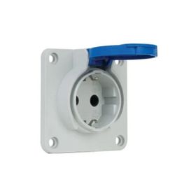Mete Enerji 40404005 1x16A 2P+E IP54 220-240V Gri Yan Girişli Contalı Kapaklı Makine Prizi