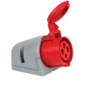 Mete Enerji 406614 4x32A 3P+E 6h/50-60Hz 380 415 Watt IP44 Cee Norm Hızlı Bağlantılı Eğik Gövdeli Duvar Prizi