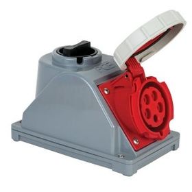 Mete Enerji 406689V 5x32A 3P+N+E 6h/50-60Hz 380-415V IP67 Cee Norm Vida Bağlantılı Eğik Gövdeli Şalterli Duvar Prizi