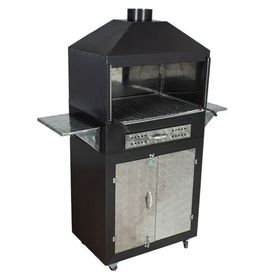 METEHAN MTH-212 Dolaplı Davlumbazlı Lama 4 Teker Siyah Izgaralı Mangal