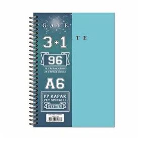 Meteksan Gate A6 96 Yaprak 3+1 PP Kapak Spiralli Not Defteri