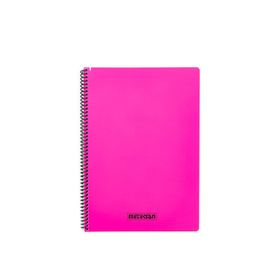 Meteksan Karina Neon Serisi A4 100 Yaprak Pembe Kareli PP Kapaklı Spiralli Defter