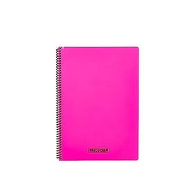 Meteksan Karina Neon Serisi A4 100 Yaprak Pembe Kareli PP Kapaklı Spiralli Defter