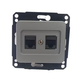 Metesan 2XRJ45 5 Adet Kelebek Metalik Gri Priz
