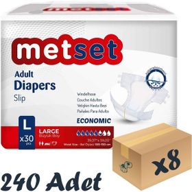 Metset Bel Bantlı Ekonomik 5.5 Damla Large 240 Adet Yetişkin Hasta Bezi