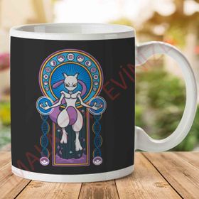 Mewtwo Stained Glass Pokemon Baskılı Kupa