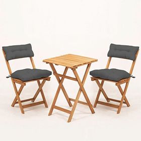 Meya Dekor MYB04 Antrasit 2+1 50x50 cm Minderli Katlanabilir Masa Sandalye Takımı