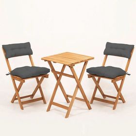 Meya Dekor MYB04 Antrasit 2+1 50x50 cm Minderli Katlanabilir Masa Sandalye Takımı