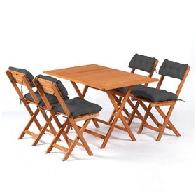 Meya Dekor MYB09 Antrasit Bistro Set 4+1 70x120 Minderli Katlanabilir Masa Sandalye Takımı