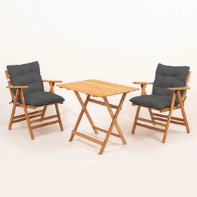 Meya Dekor MYL02 Antrasit Loretta Set 2+1 Minderli Katlanabilir Masa Sandalye Takımı