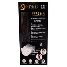 Meymed 4 Katlı Siyah 12 Partikül Filtreli Yarım Maske