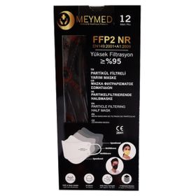 Meymed 4 Katlı Siyah 12 Partikül Filtreli Yarım Maske
