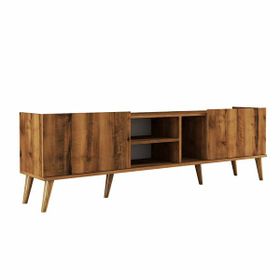 Mezza Lotus 1340 180x34 cm Ahşap Ayaklı Hare Ceviz TV Ünitesi