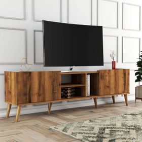 Mezza Lotus 1340 180x34 cm Ahşap Ayaklı Hare Ceviz TV Ünitesi