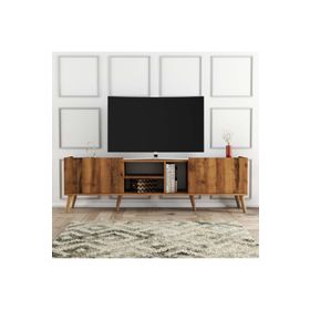 Mezza Lotus 1340 180x34 cm Ahşap Ayaklı Hare Ceviz TV Ünitesi