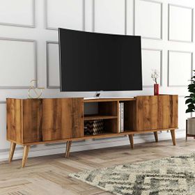 Mezza Lotus 1340 180x34 cm Ahşap Ayaklı Hare Ceviz TV Ünitesi