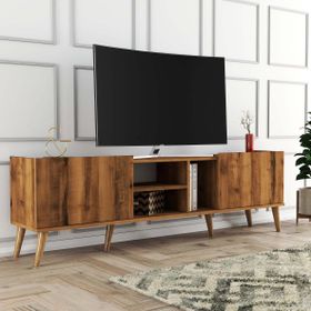 Mezza Lotus 1340 180x34 cm Ahşap Ayaklı Hare Ceviz TV Ünitesi