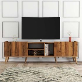 Mezza Lotus 1340 180x34 cm Ahşap Ayaklı Hare Ceviz TV Ünitesi