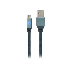 MF Product Jettpower 0019 1-2 m Gri Metal Başlıklı Örgülü 2.4A Led Göstergeli Micro Usb Hızlı Şarj Kablosu
