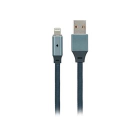MF Product Jettpower 0020 1-2 m Gri Metal Başlıklı Örgülü 2.1A Led Göstergeli Lightning Hızlı Şarj Kablosu