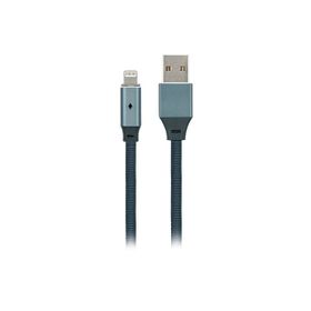 MF Product Jettpower 0020 1-2 m Gri Metal Başlıklı Örgülü 2.1A Led Göstergeli Lightning Hızlı Şarj Kablosu