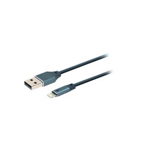 MF Product Jettpower 0020 1-2 m Gri Metal Başlıklı Örgülü 2.1A Led Göstergeli Lightning Hızlı Şarj Kablosu