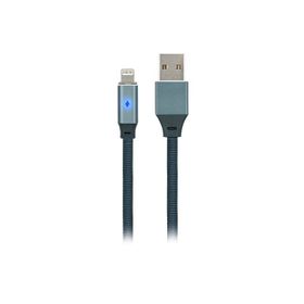 MF Product Jettpower 0020 1-2 m Gri Metal Başlıklı Örgülü 2.1A Led Göstergeli Lightning Hızlı Şarj Kablosu