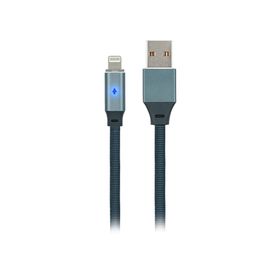 MF Product Jettpower 0020 1-2 m Gri Metal Başlıklı Örgülü 2.1A Led Göstergeli Lightning Hızlı Şarj Kablosu