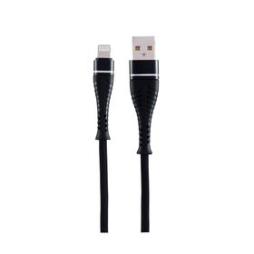 MF Product Jettpower 0042 1 m Siyah Metal Başlıklı Örgülü 2.1A Lightning Hızlı Şarj Kablosu