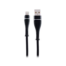 MF Product Jettpower 0042 1 m Siyah Metal Başlıklı Örgülü 2.1A Lightning Hızlı Şarj Kablosu