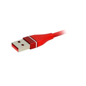 MF Product Jettpower 0054 1 m Kırmızı Metal Başlıklı Örgülü 2.1A Lightning Hızlı Şarj Kablosu