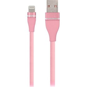 MF Product Jettpower 0054 1 m Pembe Metal Başlıklı Örgülü 2.1A Lightning Hızlı Şarj Kablosu