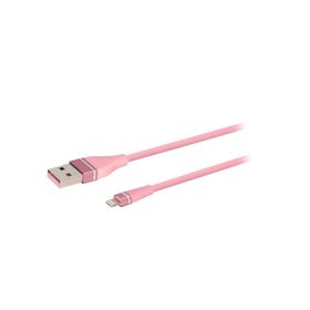 MF Product Jettpower 0054 1 m Pembe Metal Başlıklı Örgülü 2.1A Lightning Hızlı Şarj Kablosu