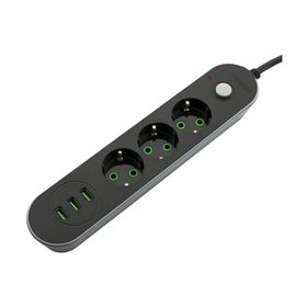 MF Product Jettpower 0366 Siyah 3 Socket 3 USB Uzatma Kablosu
