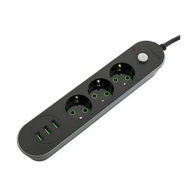 MF Product Jettpower 0366 Siyah 3 Socket 3 USB Uzatma Kablosu