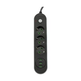 MF Product Jettpower 0366 Siyah 3 Socket 3 USB Uzatma Kablosu