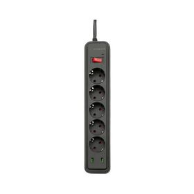 MF Product Jettpower 0368 Siyah 5 Socket 2 USB Uzatma Kablosu
