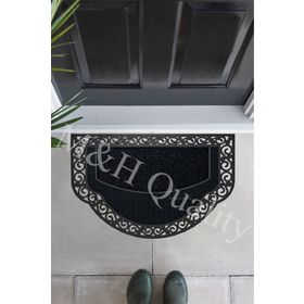 M&H Quality 585874532 Siyah Yarım Ay Modeli Welcome Yazlı Kapı Önü Paspası