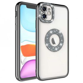 Mhd Tech Apple iPhone 11 Kamera Korumalı Taş Süslemeli Arkası Şeffaf Asya Kapak Kılıf