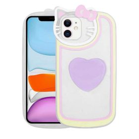 Mhd Tech Apple iPhone 11 Kedi Figürlü Transparan Pop Soketli Ritmik Kapak Kılıf
